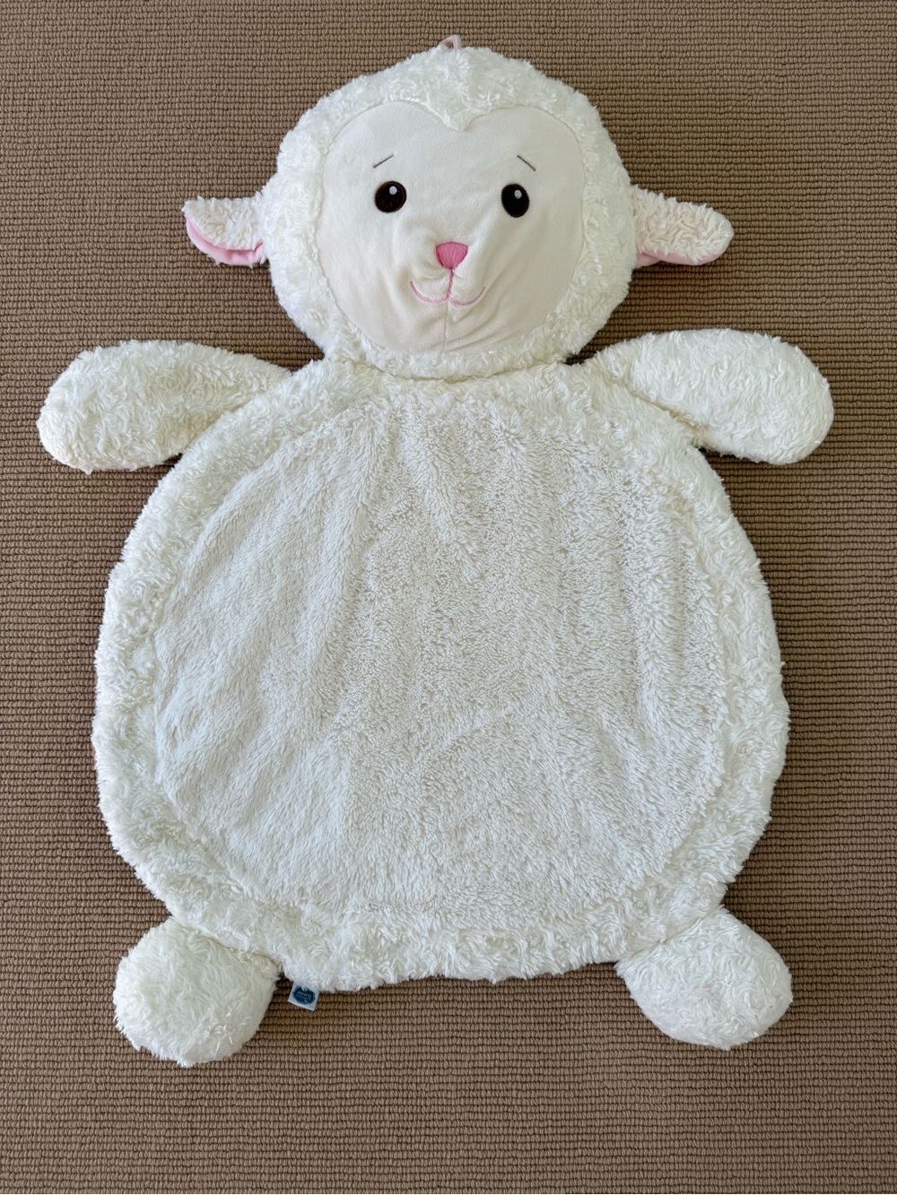 Mary Meyers Plush Lamb Baby Tummy Time Play Mat - Soft White with Pink Accents